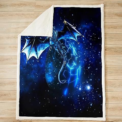 Loussiesd Galaxy Dragon Sherpa Blanket Cover