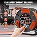 60 FT Retractable Extension Cord Reel, 14AWG SJTOW Heavy Duty Power Cord with 4 Grounded Outlets, USB-A & USB-C Ports, 13A Circuit Breaker, Hand Crank for Indoor Outdoor Use, ETL Listed, Orange