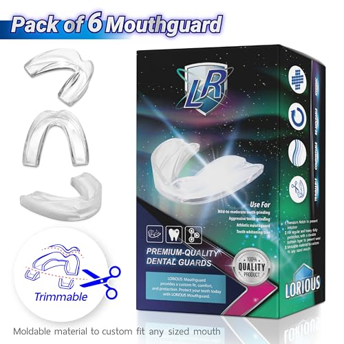 Image of Moldable Mouthguards Pack of 6 in 3 Different Sizes- Customizable, Moldable, Trimmable Dental Night Guard for Teeth Grinding, Clenching, Athletic Sports, and Whitening Tray