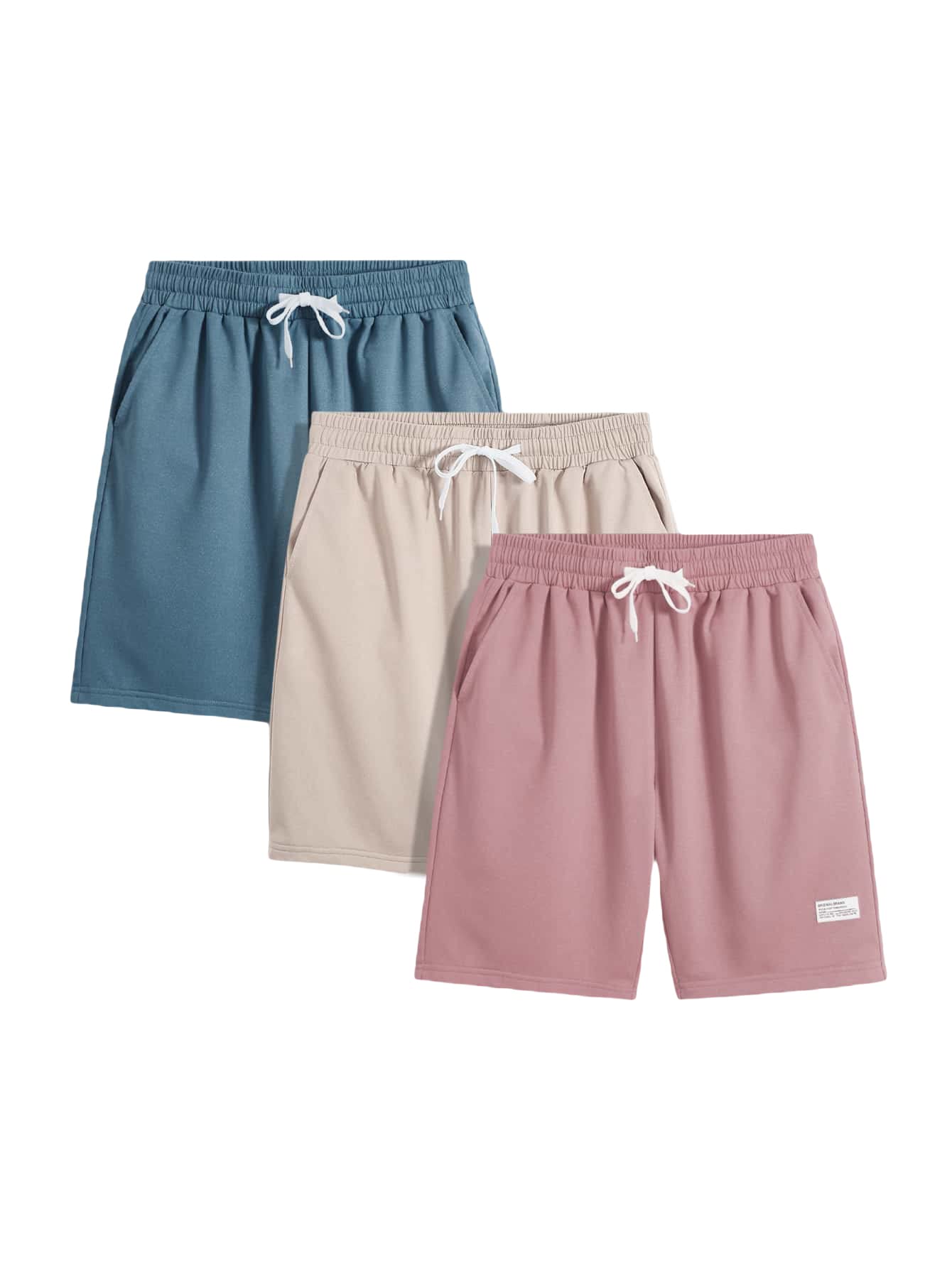 ROMWEMen's 3 Pieces Shorts Set Drawstring Waist Workout Joggers Track Shorts with Pockets