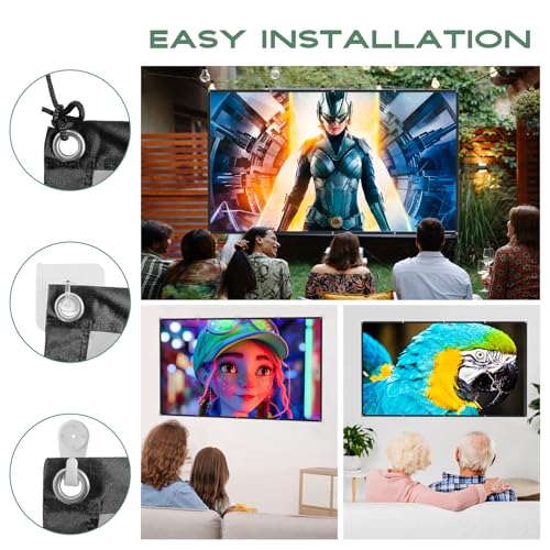 Image of Projection Screen, 4K Movie Projector Screen 16:9 HD Foldable Anti-Crease Portable Projector, Movies Screen for Home Theater Outdoor Indoor Support Double Sided Projection (120in pro)
