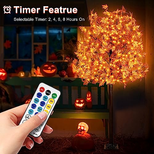 7FT-170-LED-Lighted-Maple-Tree-Thanksgiving-Decor-Artificial-Fall-Tree-with-17-Branches-17-Acorns-340-Leaves-Remote-8-Flashing-Modes-Timing-DC-5V-Safe-for-Outdoor-Wedding-Party-Autumn-Decor 7FT 170 LED Lighted Maple Tree Thanksgiving Decor Artificial Fall Tree with 17 Branches 17 Acorns 340 Leaves Remote 8 Flashing Modes Timing DC 5V Safe for Outdoor Wedding Party Autumn Decor