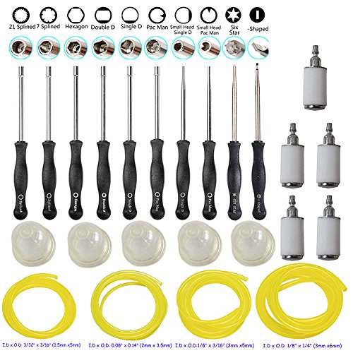 HIFROM Carburetor Tune-up Adjustment Tool Kit Carb Adjusting Screwdriver with Fuel Filter Line Primer Bulb Replacement for Most 2 Cycle Small Engine Craftsman Stihl Poulan Husqvarna (Color 5)
