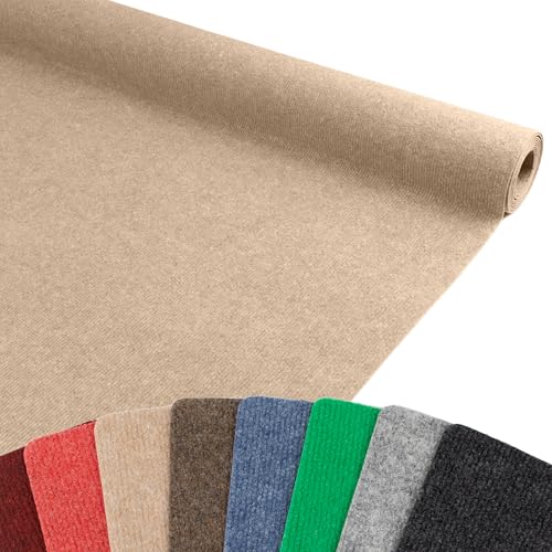 Moqueta Punzonada Rips Malta   Beige, 2,00m x 3,00m, Moqueta Hogar Oficina | Moqueta por Metros Difícilmente Inflamable B1 | Moqueta de Fieltro Punzonado