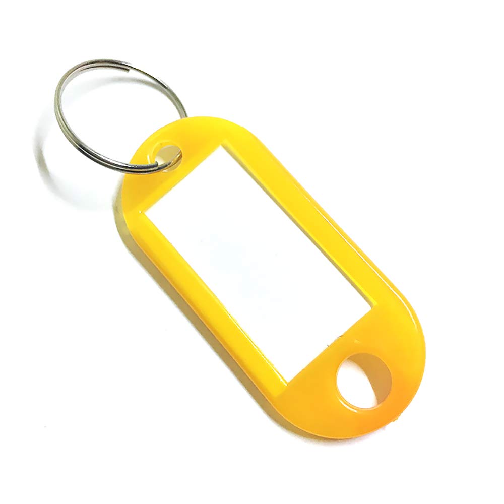 Key Fobs 100 Pieces with Split Ring Keyring - Orange Plastic Key Rings and Name Tags for Luggage ID Labels
