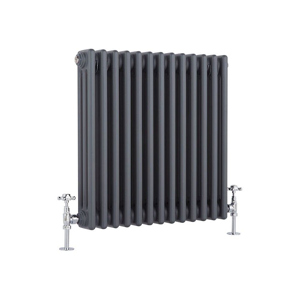 Milano Anthracite Windsor Cast Iron Style Horizontal Triple Column Radiator - 500Mm X 605Mm
