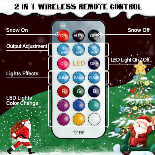 tcfundy snow machine with 12 led lights 1500w snow snowflake making machine with 9 color lights effect snowflake maker with remote control for christmas wedding kids party stage