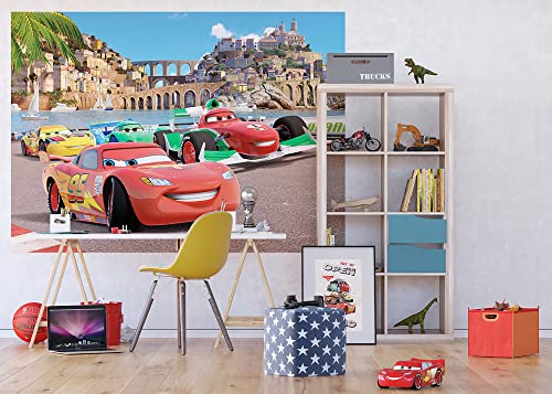Disney Cars | Papier peint photo pour chambre d'enfant | 252 x 182 cm | 4 pièces | Lightning McQueen