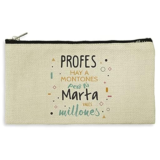 LolaPix Neceser Mujer Personalizado - Estuche Maquillaje, Lápices, Viaje - Regalo Profesora Primaria - Tejido Tipo Lino - 11.5 x 22.5 cm - Varios Diseños - Tela - PROFES Hay Montones | Ya disponible en tu tienda friki favorita! En mundofriki.es!