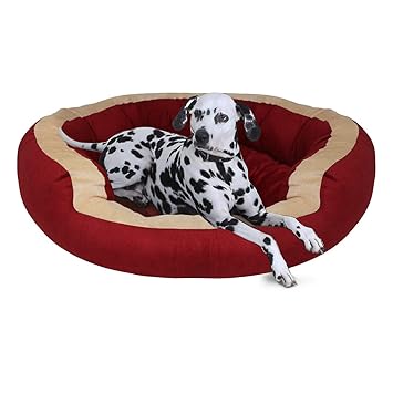 Amazon Brand - Umi Reversible Cat and Dog Dual Color Pet Bed (XXL, Red-Cream)