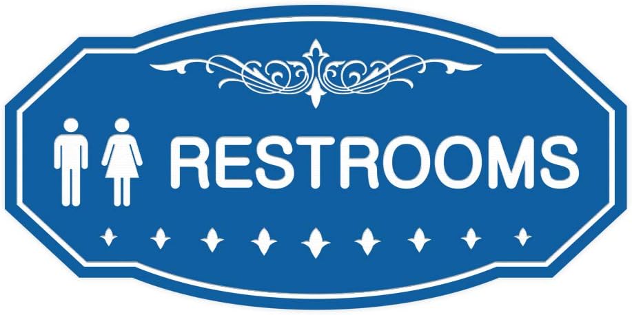 Signs ByLITA Victorian Unisex Restroom Sign (Blue) - Medium 1 Pack