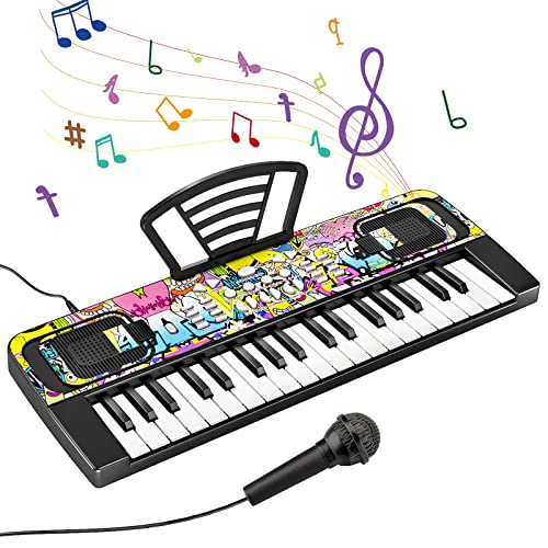 Jovow Keyboard Piano For Kids, 37 Keys Portable Electronic Piano With Music Book Bracket & Microphone, Multifunction Educational Musical Toys For Beginners 3-8 Girls And Boys #TOP5