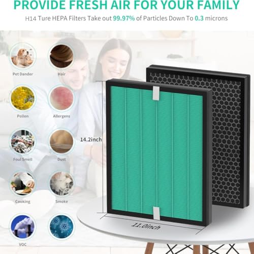 Image of H14 Replacement filter HEPA + Carbon Set Compatible with Coway 150 Air Purifier - High-Efficiency Filtration for PM2.5, Allergens & Odors