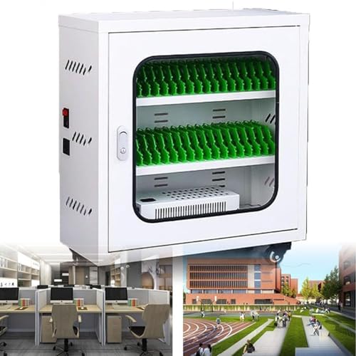 Rechargeable USB Charging Station with 6 Ports, Mobile Phone Storage Locker on Wheels, Combination Lock for School, Church, and Airport Use