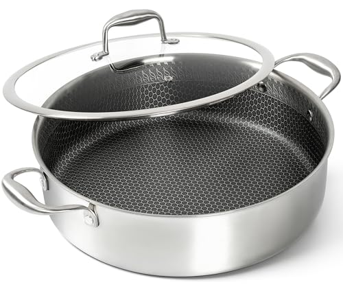 MICHELANGELO Tri-ply Stainless Steel Saute Pan 6 Quart, Deep Fryi...