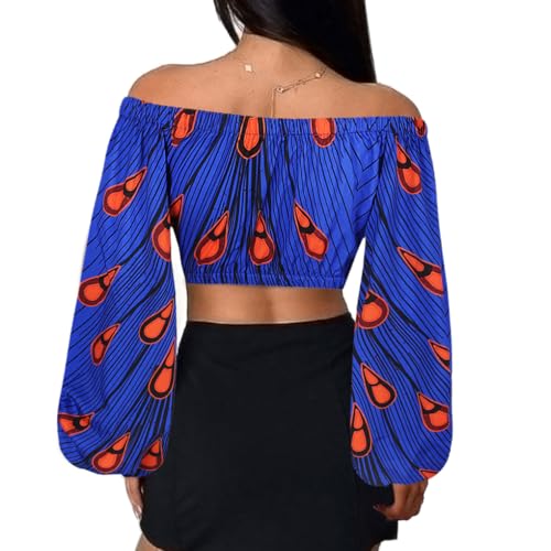 Mocure Women African Off Shoulder Crop Top Bohemia Printing Tube Blouse for Party Rave Festival4