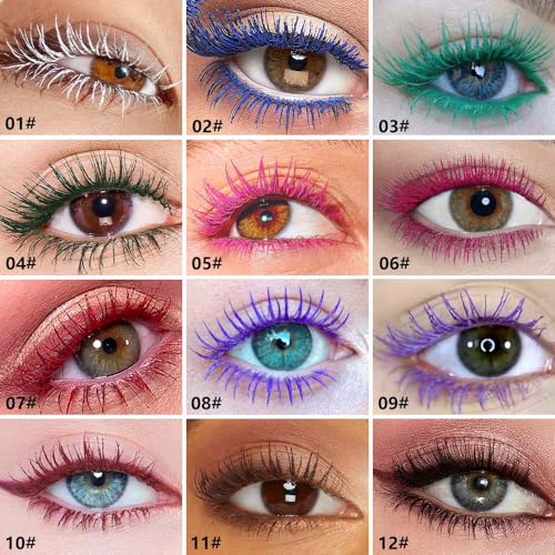 Image of Colored Mascara for Eyelashes, Voluminous Colorful Mascara, Pink Purple Blue Green Red White Black Brown Lash Pack - Lengthening, Defining, Curling, Multiplying Formula (08#-Purple)