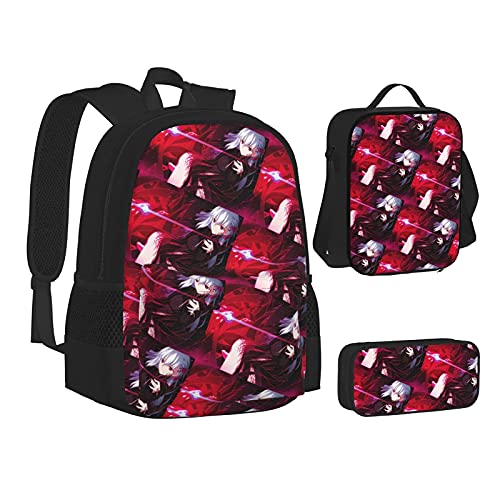 Fate Zero Sakura Matou Anime Rugzak 3-delige Set, Rugzak + Potlood Case + Lunch Bag Combinatie Geschikt voor mannen… - Afbeelding 3