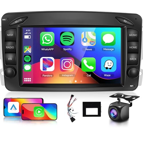 VECHTEL 4G+64G Autoradio pour Mercedes Benz C CLK G Classe W203 W209 W463 Viano Vito avec CarPlay Android Auto sans Fil, Écran Tactile HD 7'' Radio Android 13, GPS...