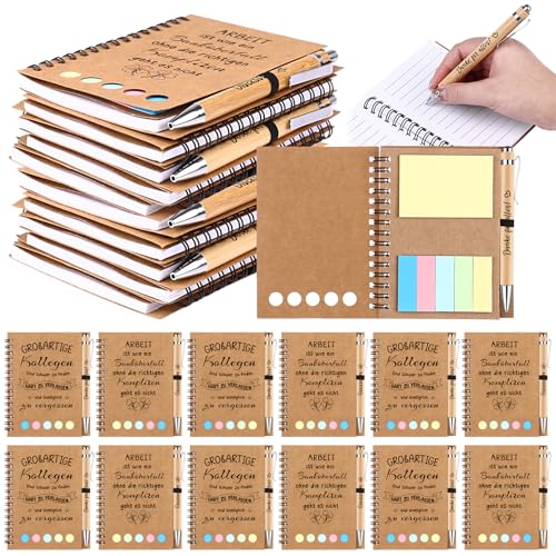 24 Stück Dankeschön Geschenk für Kollegen Mitarbeiter Spiral Notizbuch mit Notizzetteln Holz Kugelschreiber Lehrergeschenke Inspirierend Mitarbeiter Geschenk Abschiedsgeschenke Abschlussgeschenke
