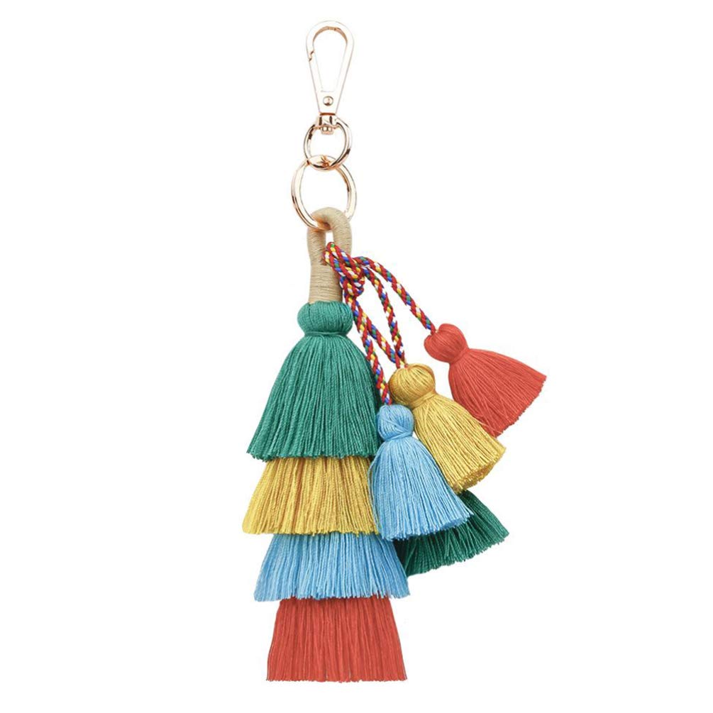 VALICLUD Tassel Pendant Pom Pom Boho Tassel Bag Charm Colored Keychain Pendant (Green)