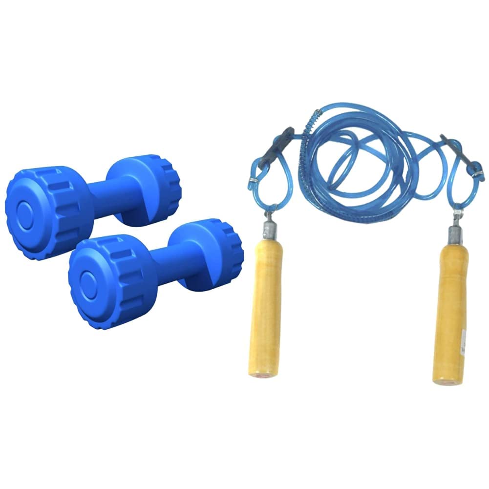 Starx Plastic Xpvc Fixed Dumbbell Set, Adult 1Kg, Set of 2 (Blue) & StarX Wooden Handle Skipping Rope, Adult (Blue/Yellow) (B0BRGBTG6D) Amazon Price History, Amazon Price Tracker