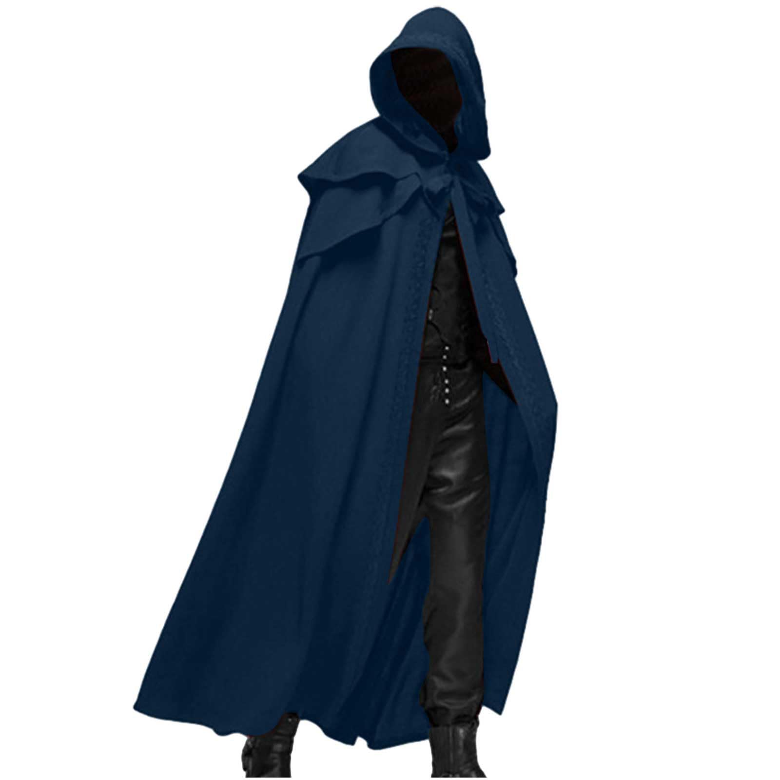 Halloween Costumes for Men Renaissance Hooded Cloak Cosplay Costumes Long Medieval Cloak Vintage Gothic Robe