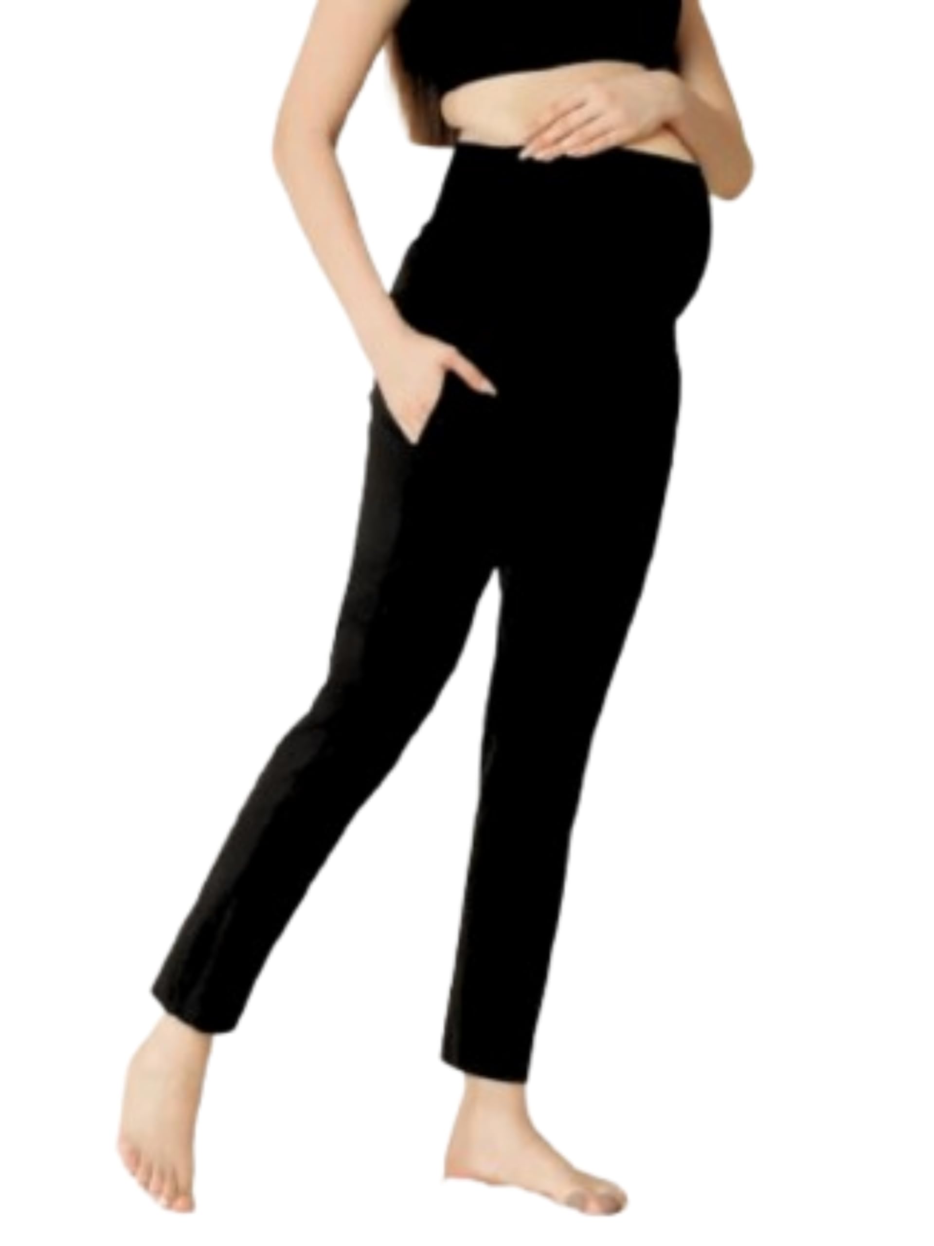 FASHIOSPICE Ankle-Length Cotton Maternity Pant for Pregnant Women, Offering Ultimate Support and Comfort as Bottom Wear Pregnancy Pants (Pack of 1) (L, Black) - Image 2 thumbnail