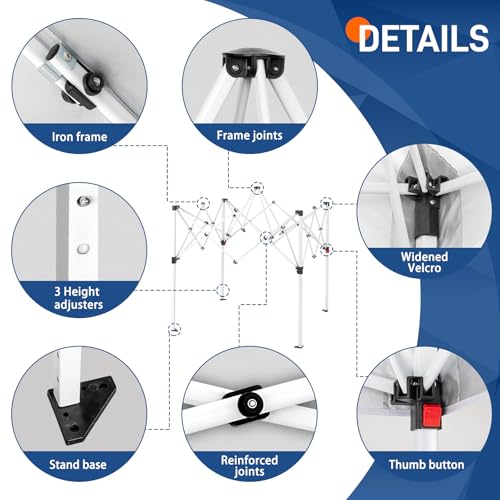 Bonnlo Pop Up Gazebo Tent, 3 M x 3M Base / 2.4 M x2.4 M Top, Easy Setup Outdoor Tent Canopy with Carry Bag, Portable Canopies for Camping, Patio, Outdoor Gazebo Slant Legs, Instant Shelter Canopies 5 Bonnlo Pop Up Gazebo Tent, 3 M x 3M Base / 2.4 M x2.4 M Top, Easy Setup Outdoor Tent Canopy with Carry Bag, Portable Canopies for Camping, Patio, Outdoor Gazebo Slant Legs, Instant Shelter Canopies - Image 5