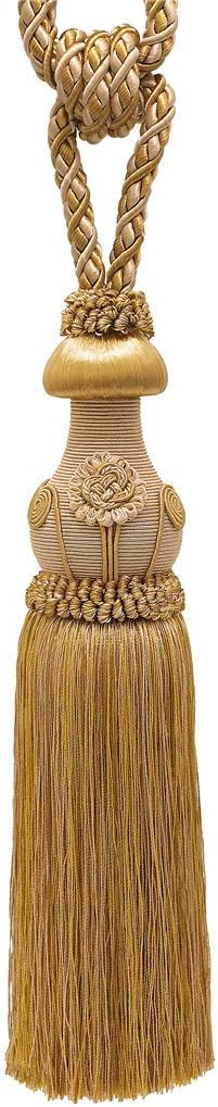 DÉCOPRO Exquisite Handcrafted Curtain & Drapery Tassel Tieback, Tassel Length 12" (30.5cm), 32" (81cm) # TBBL1, Gold Medley #8633 (Two-Tone Gold, Beige) Set of 4