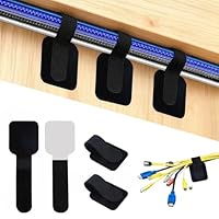 Kabelmanagement Schreibtisch, 50 Stück Klettband Selbstklebend Kabelhalter, Verstellbarer Nylon Klettverschluss Kabel Organizer für Schreibtisch Ladekabeln Nachttisch Büro