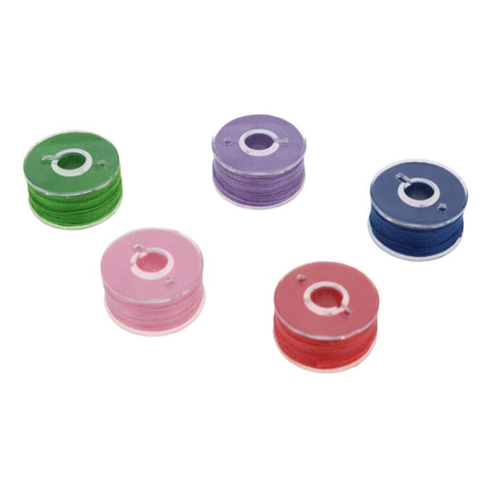 Venus Valink 25 Rejillas Hilos Para Coser Set, Máquina De Canillas, Canilla Bobina, Transparente Carretes Caja Almacenaje Funda, Pre-Wound Set Brother Janome Toyota Singer Partes - Blanco