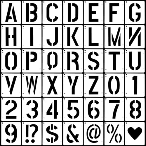 42 Pcs Pochoir Lettre Alphabet,15cm Réutilisable Pochoir Lettre,DIY Pochoirs Chiffre Letter Stencil,Modèle de Dessin pour Enfant Peinture...