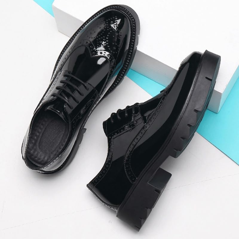 Men Oxford Superior Flexural Leather Fashion Dress Shoes Walking Office Loafers Work Flats Fashion Classic Carved Lace Up Leather Low Heels Shoes3