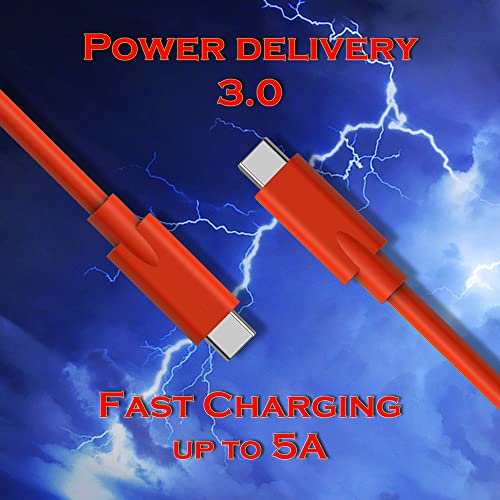 Easonunion USB C to USB C 2.0 Cable with 100W PD,480Mbps Data Transfer 5A Fast Charging Type C to C Cord Compatible with Smartphone, Tablet, Laptop - 6.6Ft (Red) - image 3
