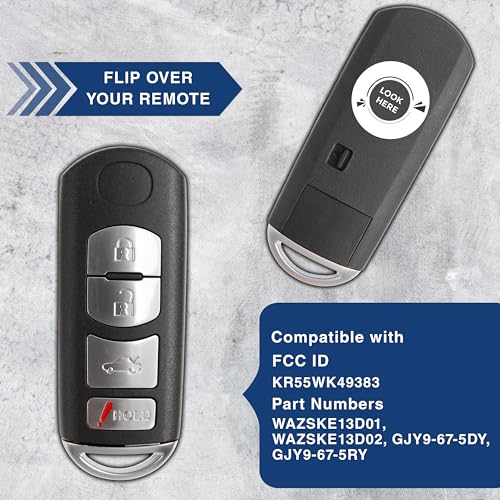 Key Fob For Mazda WAZSKE13D01 clé intelligente 4 boutons lot de 2