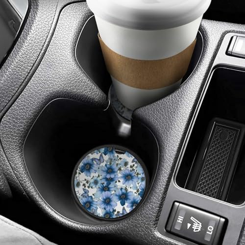 Posavasos para portavasos de auto azul flor de margarita, pack 2 miniatura 6