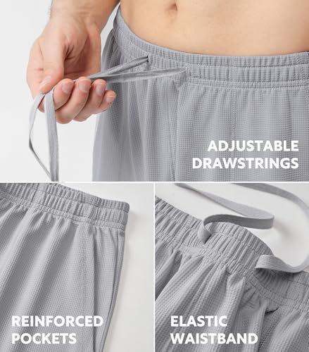 DAVID ARCHY Men’s Pajama Shorts, Soft & Lightweight Sleep Shorts, Breathable & Quick-Dry Lounge Shorts with Pockets, 2 Pack4