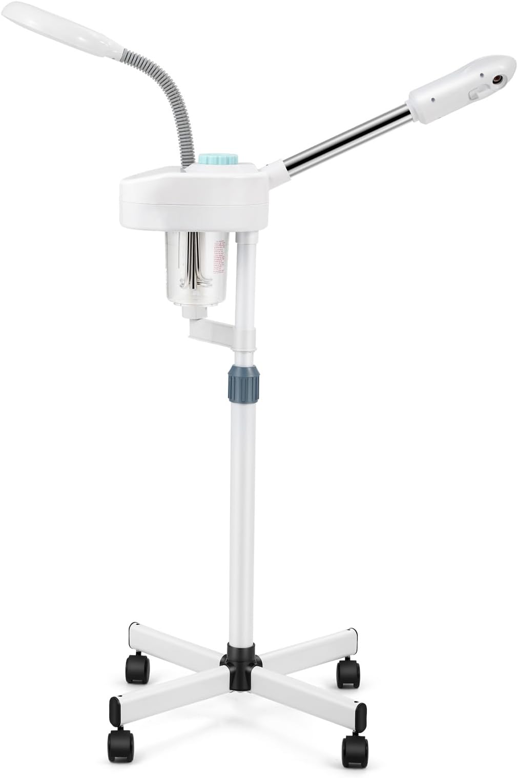 Fitnessclub 2 in1 Facial Steamer 5x LED Magnifying Lamp Hot Ozone Beauty Salon Face Equipment for Moisturizing, White