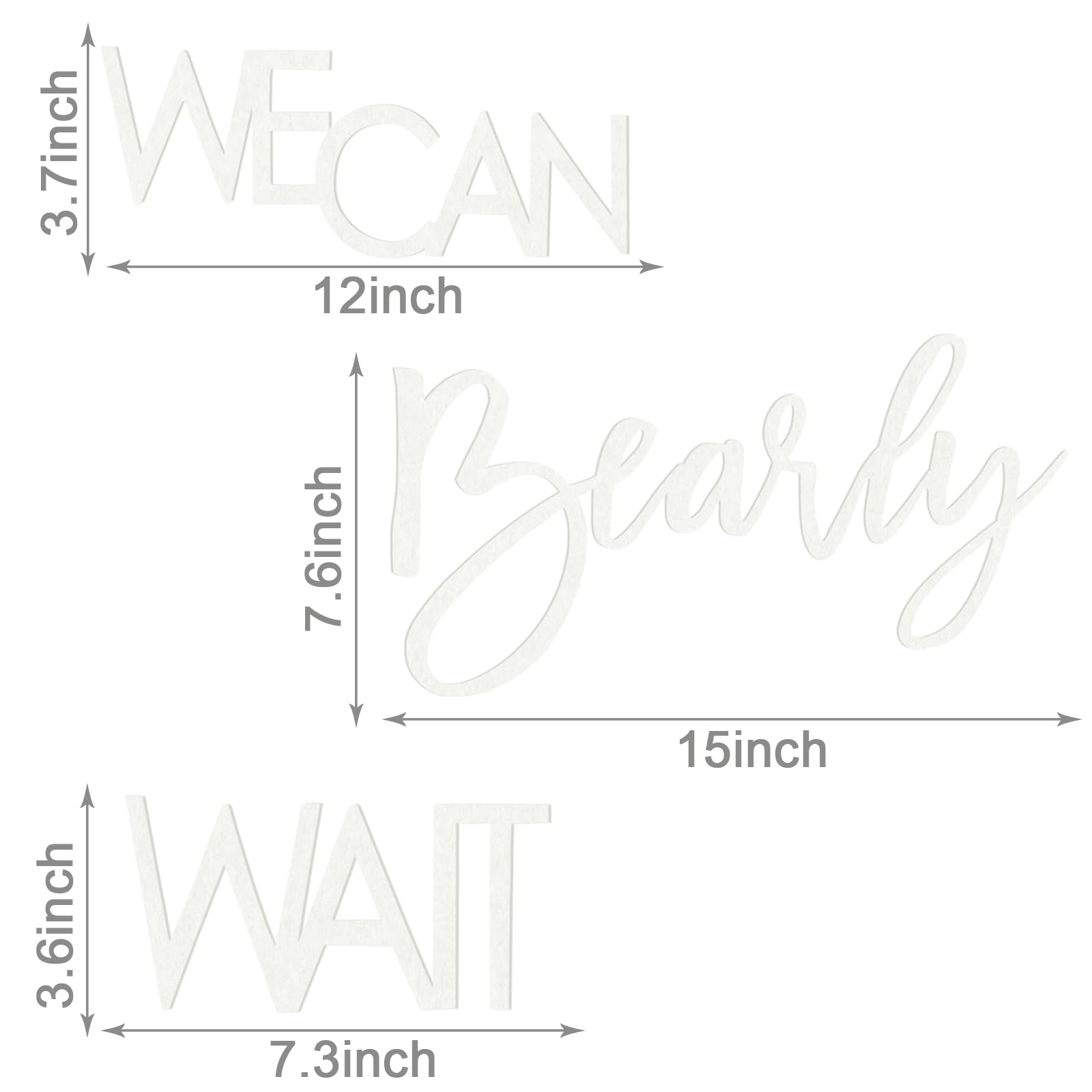 MASTRON We Can Bearly Wait Sign for Backdrop - Teddy Bear Themed Baby Party Banner Boy Girl Baby Shower Gender Reveal 1st Birthday Felt Letter Wall Decor Photography Background - White
