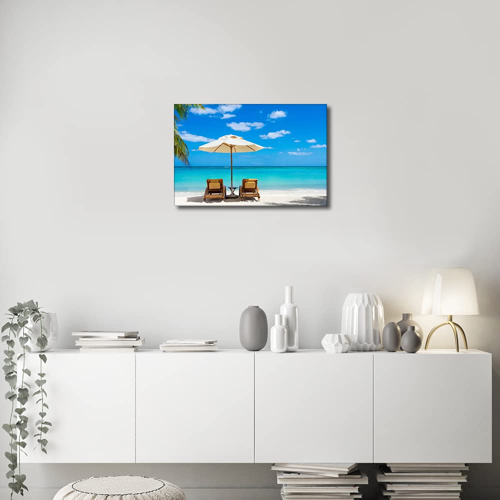 TISHIRON Canvas Wall Art for Living Room Hoilday Seaside Landscape for Weddings Honeymoon Home Decor Stretched and Framed Ready to Hang for Living Room Bedroom Bathroom Decor 8x12inch - Image 4