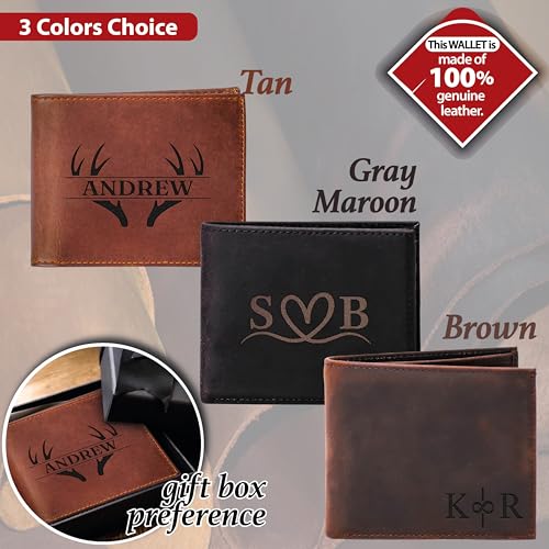 Personalized Leather Wallet for Men, Custom Monogram Gift Wallet for Mens, Birthday Present for Dad, Son, Grandfather, Boyfriend, Father's Day, Wedding Anniversary, Birthday, Graduation, Christmas4