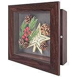 AUEAR, 8x8 Shadow Box Frame, Display Box for Art, Memorabilia, Medals, Wedding Memories, Plane Tickets, Brochures, 6 Pins Included (8x8, Walnut, 1-Pack)