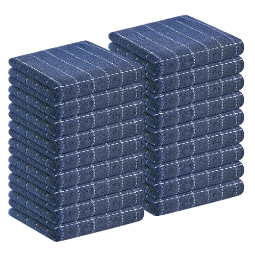 Image of Homaxy 100% Cotton Terry Kitchen Towels, 18 Pack, Navy Blue