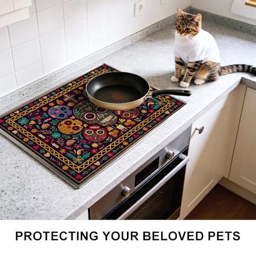 Image of Halloween Skull Stove Top Cover Electric Stove, 28.4 x 20.5 in