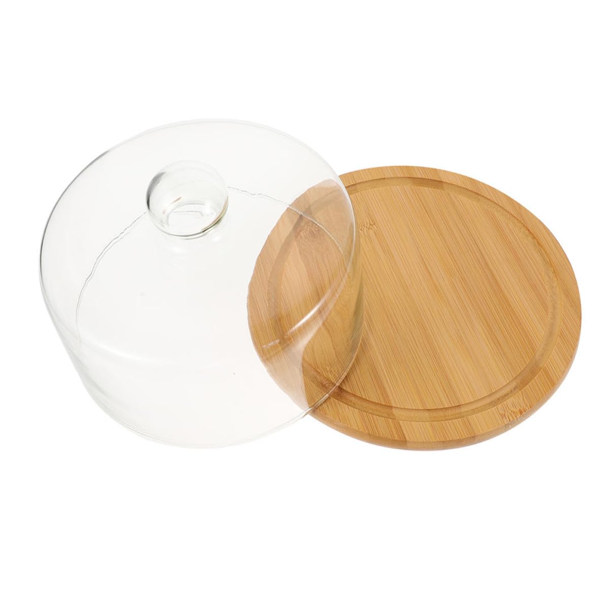 Couvercle à Gâteau en Verre et Bois, Dôme Hermétique Portable pour Aliments