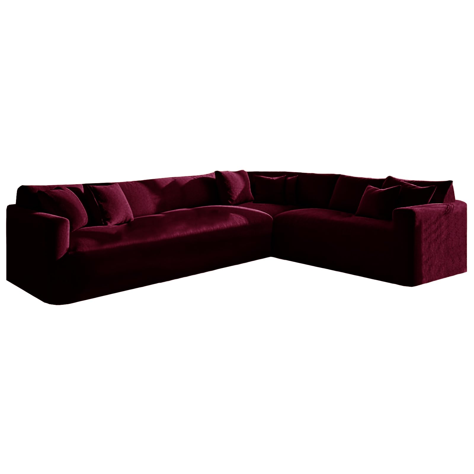 KYJSW L Shape Corner Sofa Cover Stretch Velvet Sectional Couch Covers 1/5/6/7 Seater Sofa Slipcovers Soft Non-Slip Furniture Protector (Wine red,6 Seat-3C2 3 PCS)