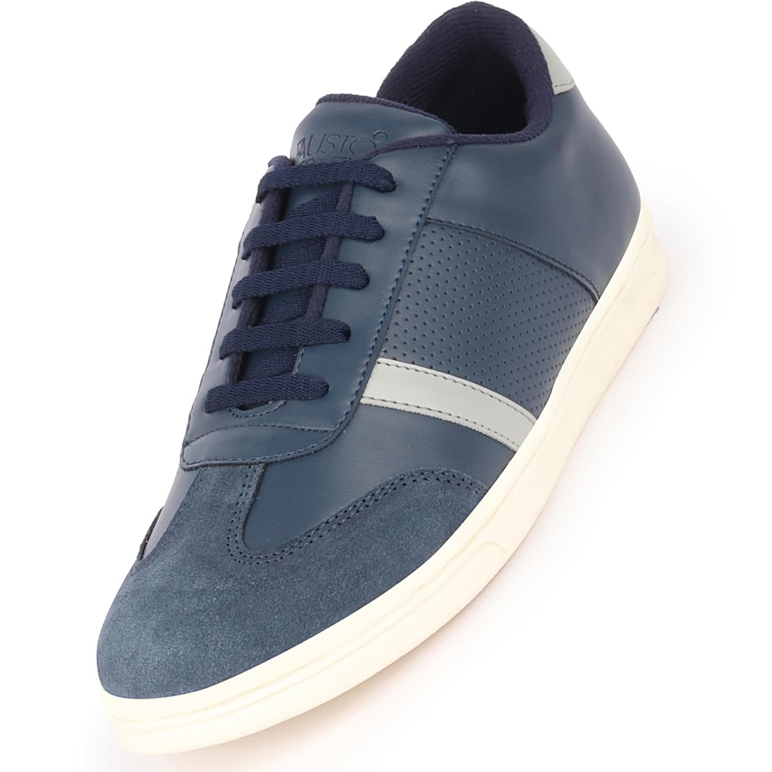 FAUSTO FST KI-916 NAVY-44 Mens Navy Blue Embellished Strip Breathable Upper PU Suede Leather Lace Up Sneakers Shoes (10 UK) (B0CJQ64KJZ) Amazon Price History, Amazon Price Tracker