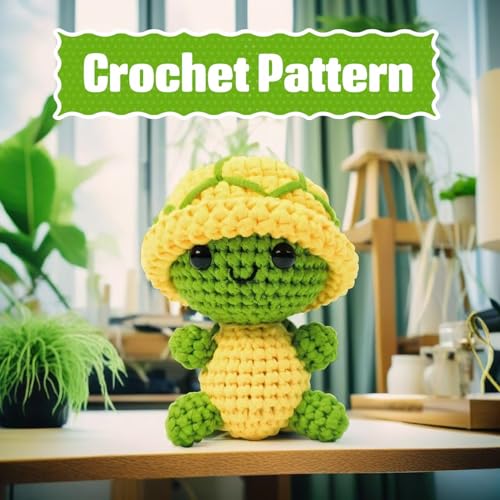 Image of LYKTRIX Positive Crochet Animals Turtle Gifts,Wobbles Crochet Kit for Beginners with Step-by-Step Video Tutorials (1PCS-Yellow)
