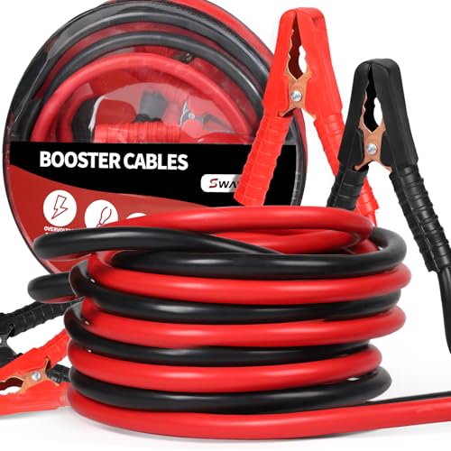 SWAWIS Starthilfekabel Überbrückungskabel 4m 3000A 50mm² Benzin und Dieselmotoren 12/24 Volt für PKW LKW kupferbeschichteten Aluminiumkabeln Starterkabel Jumper Kabel